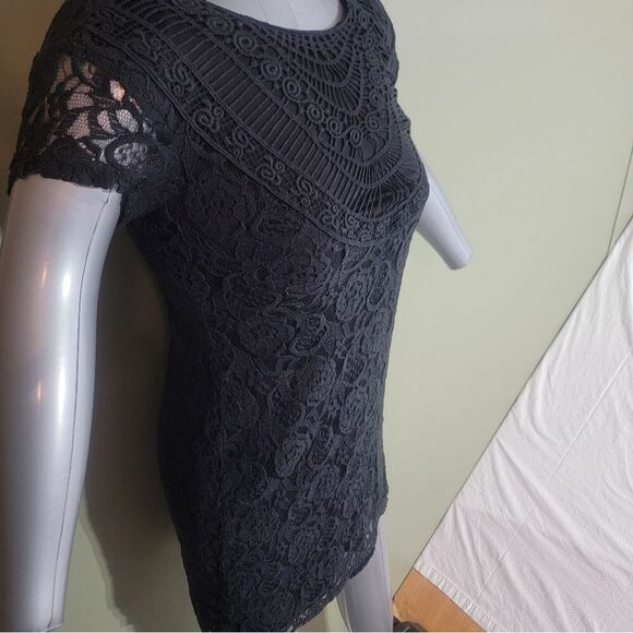 Exhilaration Women's Lined Black Lace Dress Size Medium SMOKING HOTTTT - Picture 9 of 11